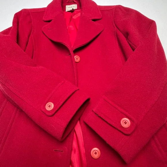 Red LL Bean Lambswool Thinsulate Coat 12P Petite Winter‎ Quiet Luxury Vintage - Picture 10 of 12